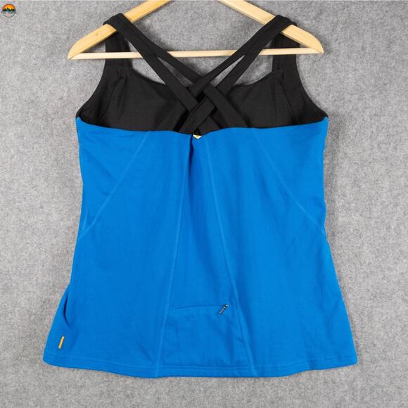 Lucy Racerback Tank Top Blue Black Cross-Back Activewear Yoga gymcore Women's XL - Picture 2 of 10